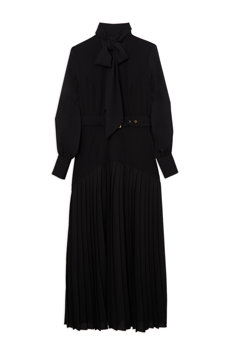 Karen Millen Jersey Ponte Georgette Mix Maxi Dress, Alternate, color, Black