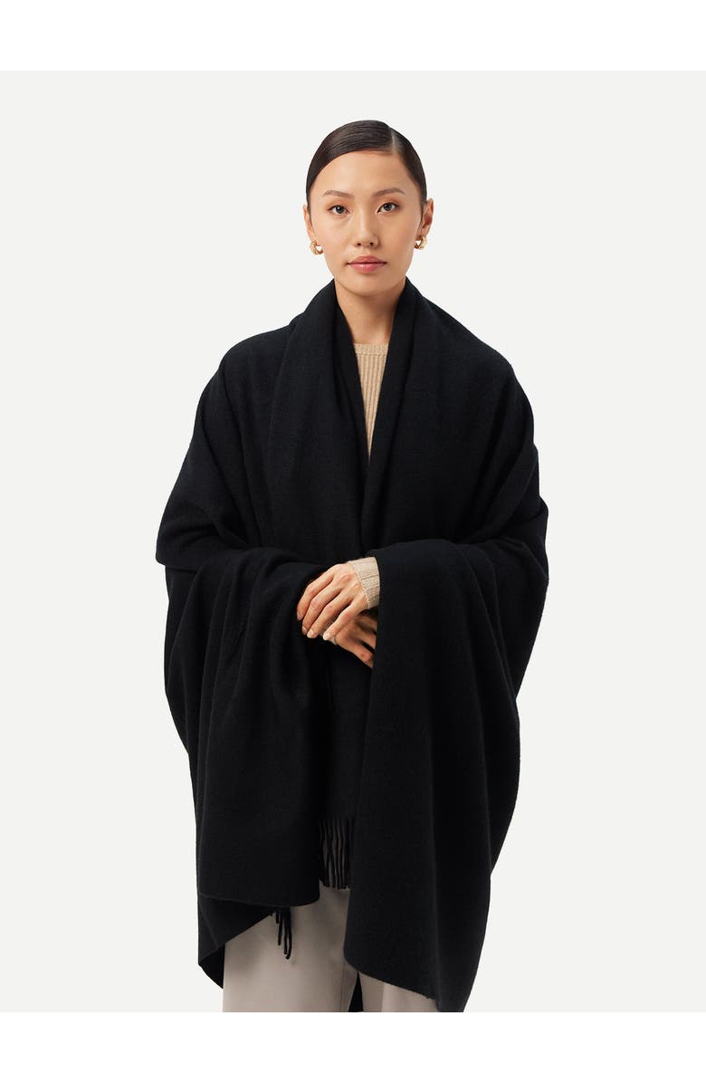 GOBI Mongolian Cashmere Large Blanket With Fringe, Alternate, color, Black