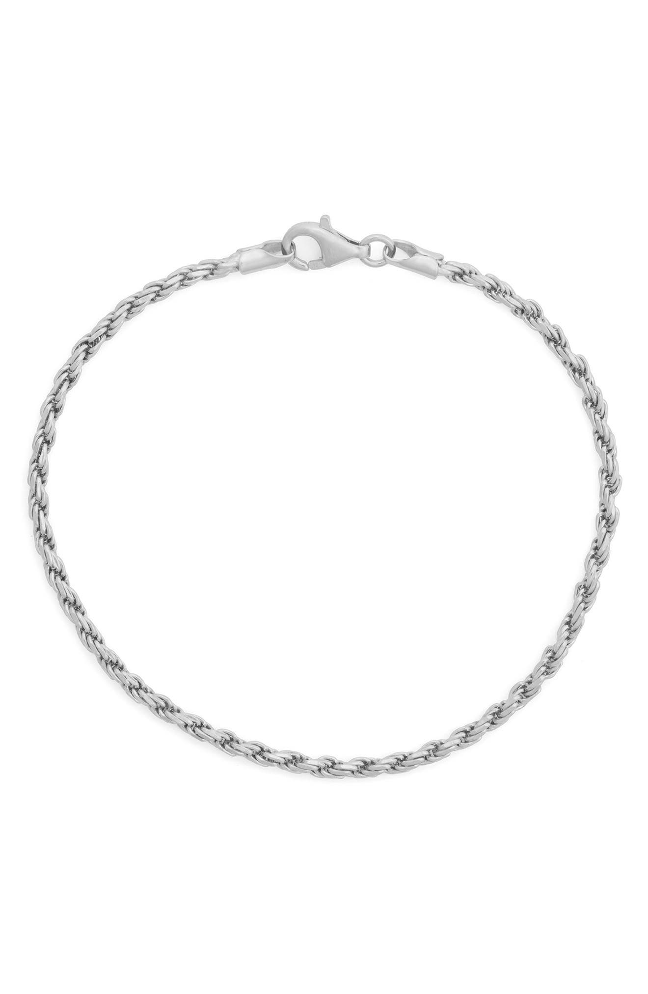 FZN Sterling Silver Rope Chain Bracelet