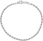 FZN Sterling Silver Rope Chain Bracelet