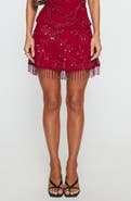 Princess Polly Twilight Embellished Beaded Sequin Fringe Miniskirt