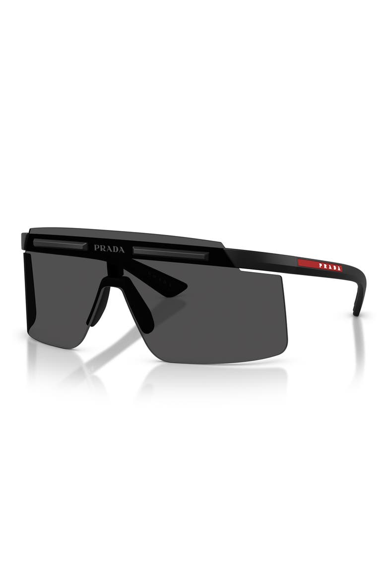 140mm Rectangular Shield Sunglasses, Alternate, color, MATTE BLACK / DARK GREY
