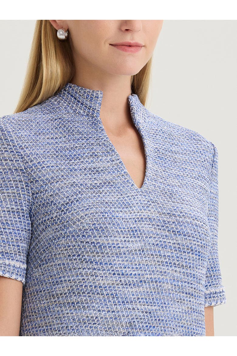 Melange Tweed Knit Shift Dress, Alternate, color, Aegean Blue/Biscotti