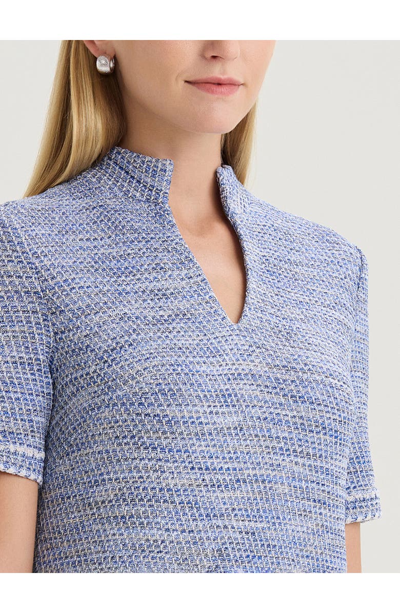 Misook Melange Tweed Knit Shift Dress, Alternate, color, Aegean Blue/Biscotti