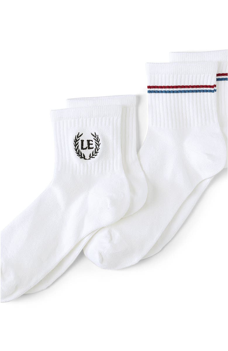 Lands' End Quarter Crew Socks 2pk, Main, color, Red/Blue/Ivory/Crest Pack