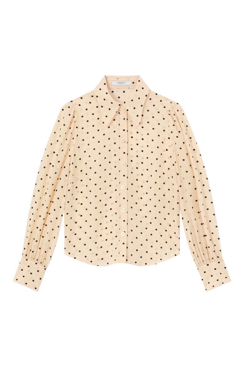 Sonya Polka Dot Button-Up Shirt, Alternate, color, CREAM