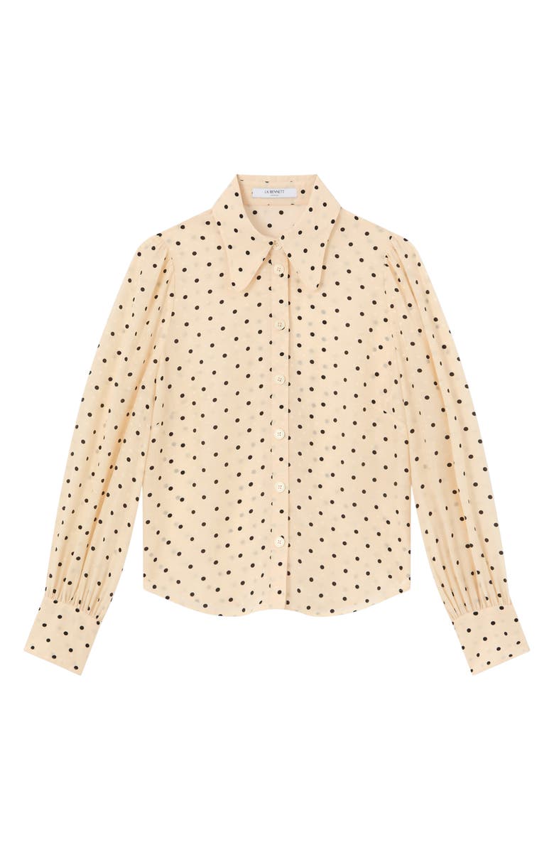 LK Bennett Sonya Polka Dot Button-Up Shirt, Alternate, color, Cream