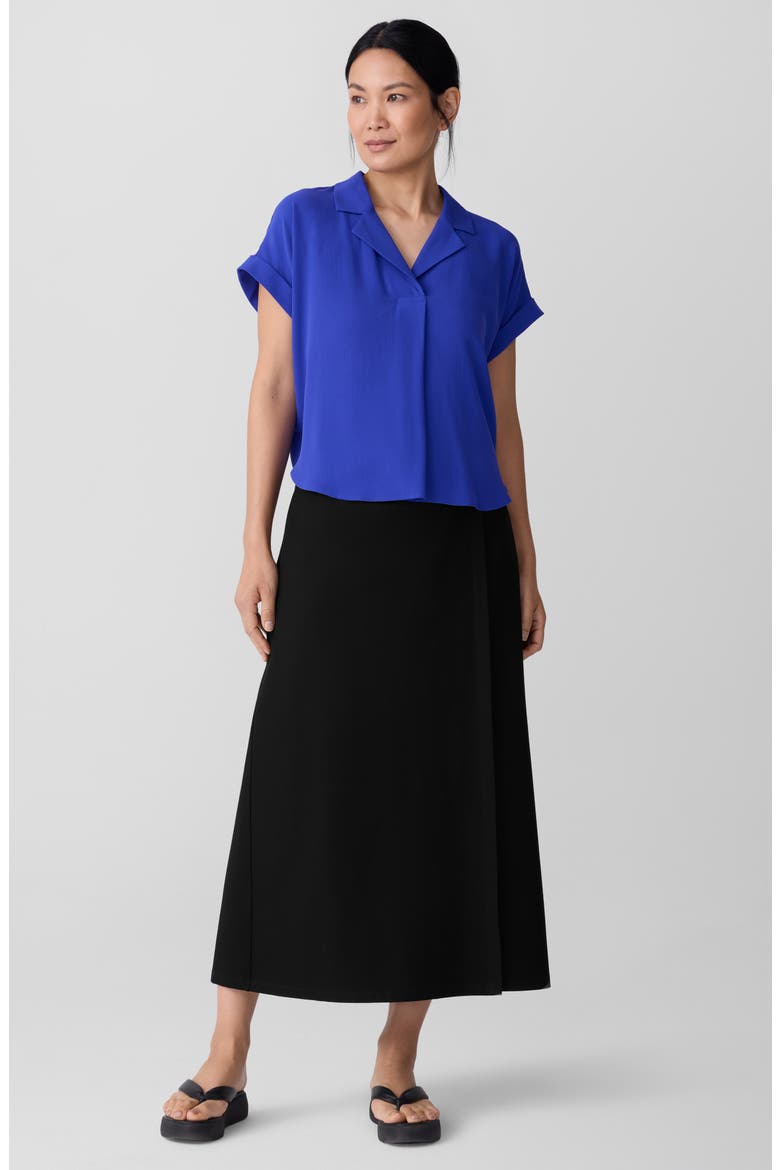 Notched Collar Silk Top, Alternate, color, ROYAL
