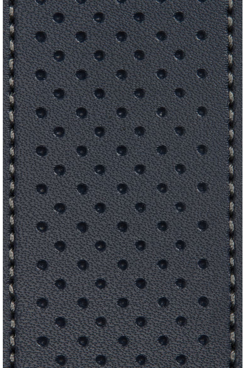 Perforated Leather Belt, Alternate, color, NAVY/ BLACK