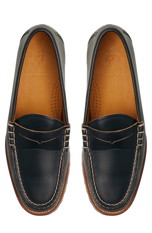 Brooks Brothers Bleecker Lug Sole Penny Loafer In Open Black