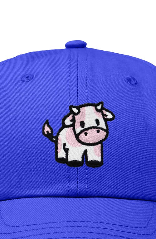 Dalix Strawberry Cow Embroidered Cap In Royal Blue