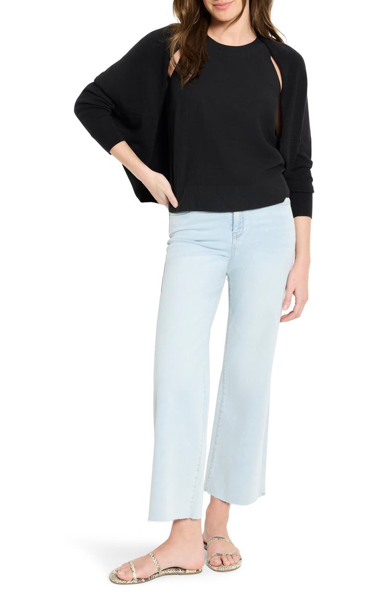 NIC+ZOE Cotton Blend Shrug Cardigan, Alternate, color, Black Onyx