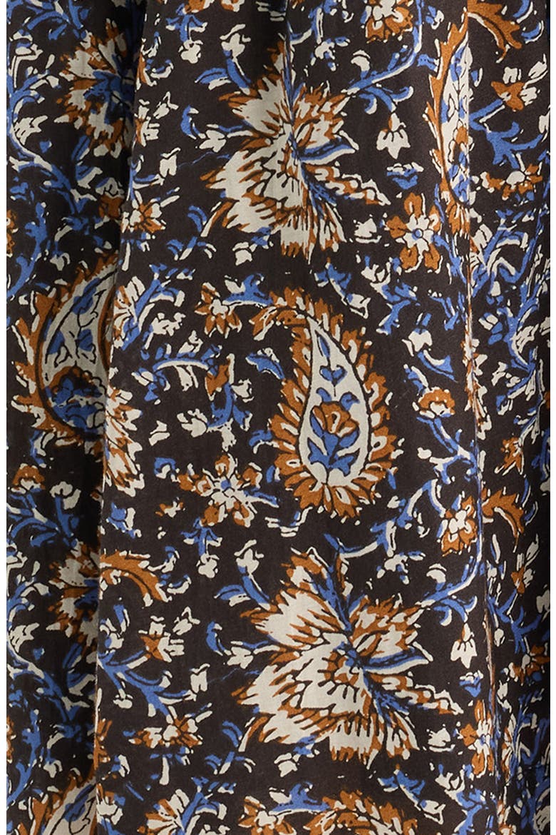 Paisley Floral Long Sleeve Cotton Dress, Alternate, color, MOLASSES