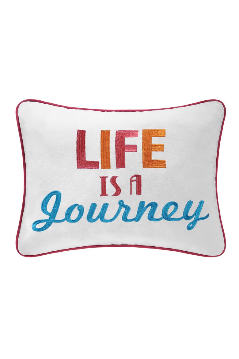A Journey Needlepoint Embroidered Throw Pillow, 12" x 16", Main, color, Blue