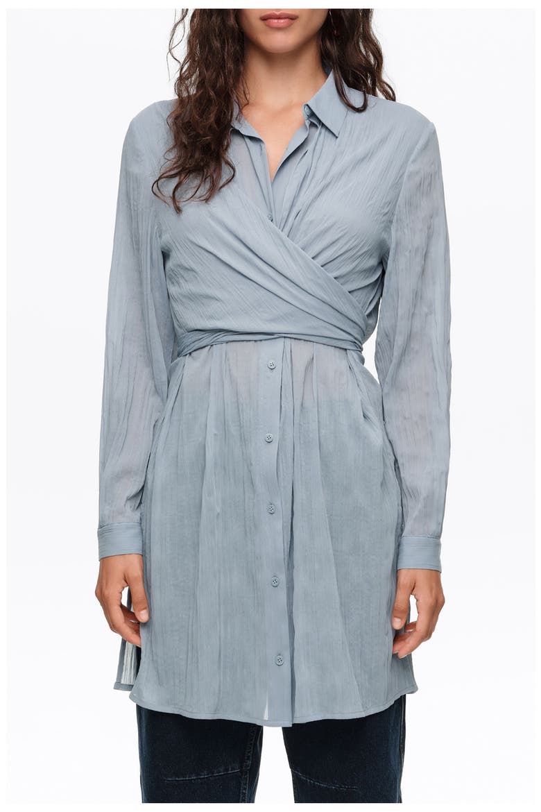 Pleated Long Shirt, Main, color, LIGHT BLUE
