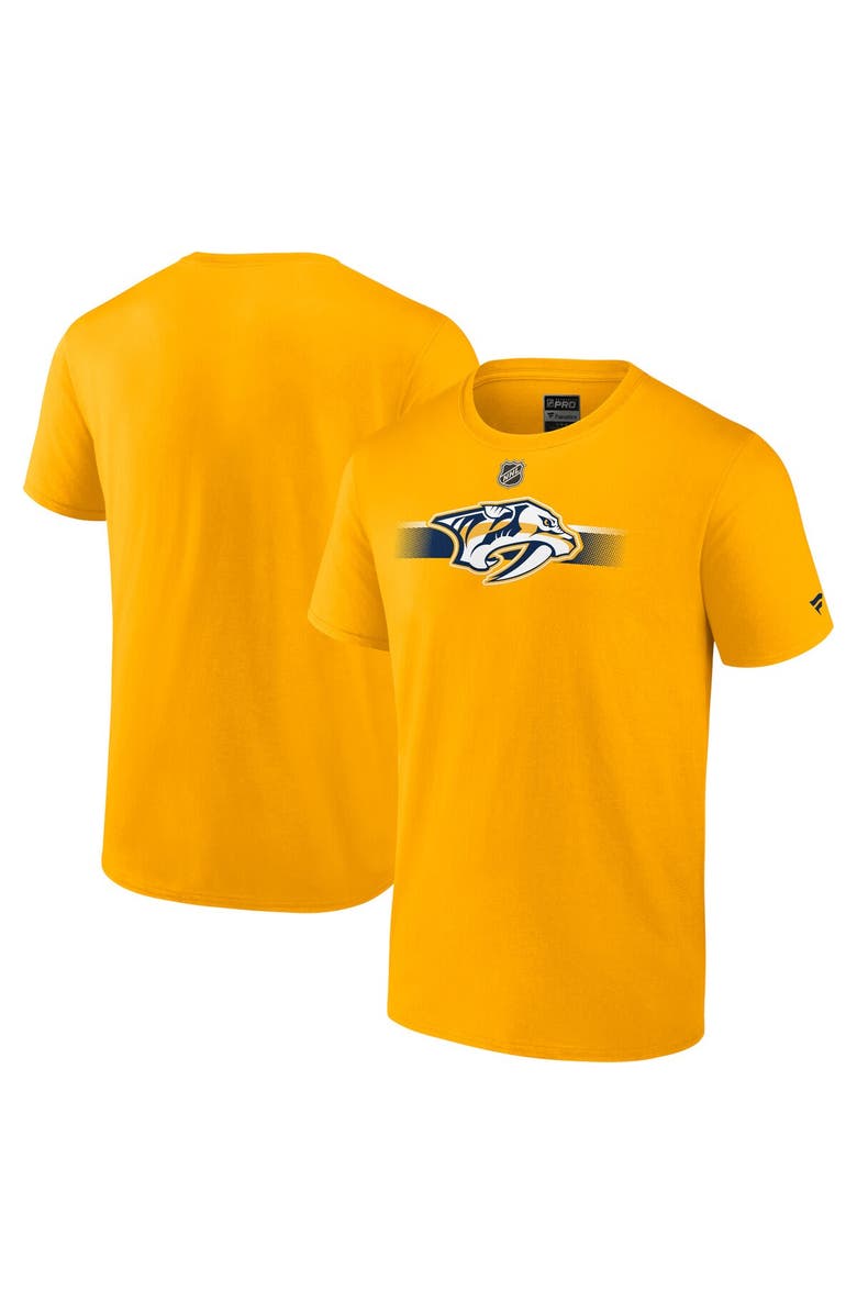 FANATICS Men's Fanatics Branded Gold Nashville Predators Authentic Pro Secondary T-Shirt, Main, color, 