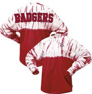 SPIRIT JERSEY Women's Red Wisconsin Badgers Tie-Dye Long Sleeve Jersey T-Shirt