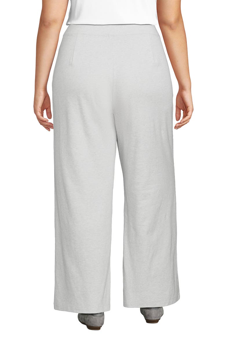 Plus Size Knit High Rise Pleated Wide Leg Pants, Alternate, color, Soft Light Gray Heather