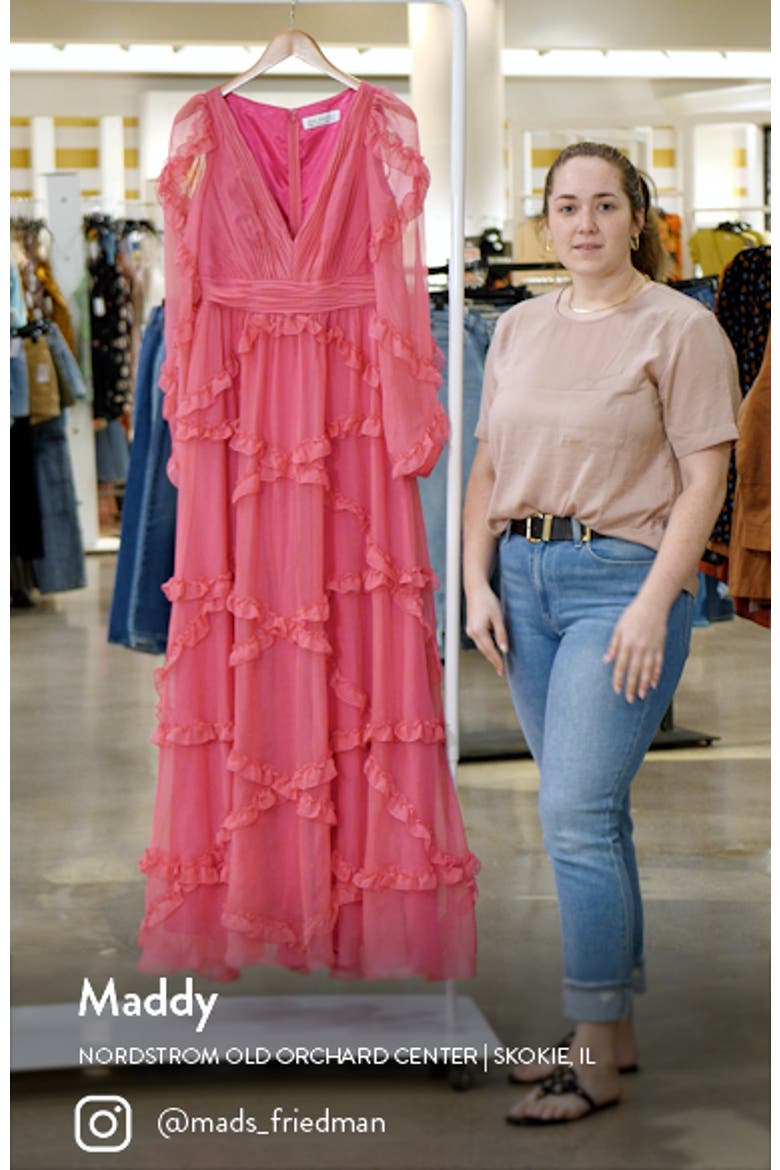 Cascade Ruffle Long Sleeve A-Line Gown video