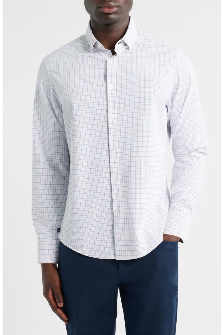 Leeward No Tuck Trim Fit Performance Button-Up Shirt, Main, color, MULBERRY CONRAD TATTERSALL CLASSIC
