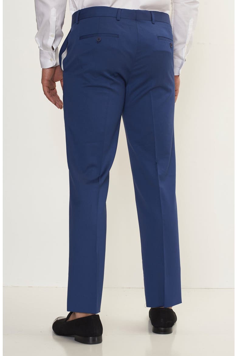 Trim Fit Solid Peak Lapel Wool Suit, Alternate, color, INDIGO