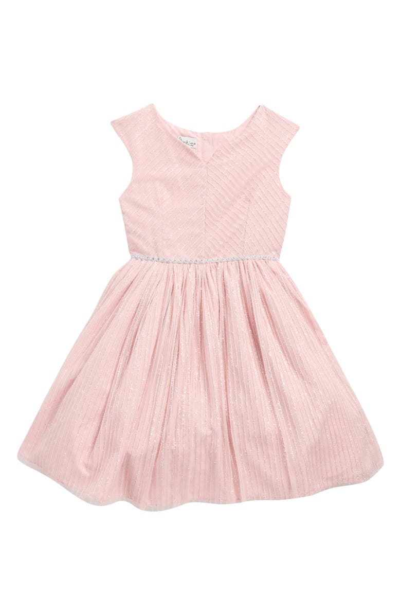 Pippa & Julie Kids' Sylvia Sparkle V-Neck Dress, Main, color, Mauve