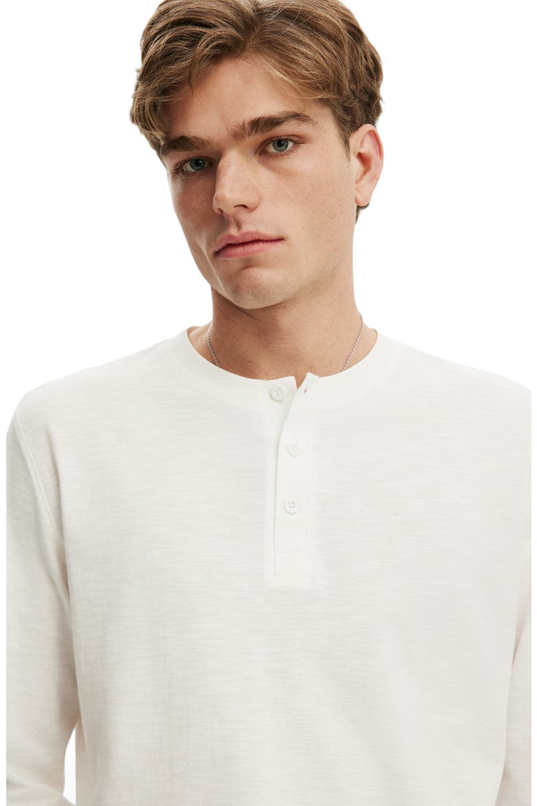 Men's Fitted Henley Long Sleeve T-Shirt, Alternate, color, Vintage White