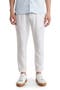 Elastic Waist Linen Blend Trim Fit Pants
