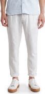 14th & Union Elastic Waist Linen Blend Trim Fit Pants