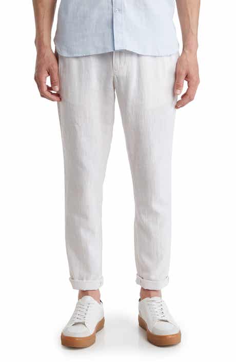 14th & Union Elastic Waist Linen Blend Trim Fit Pants
