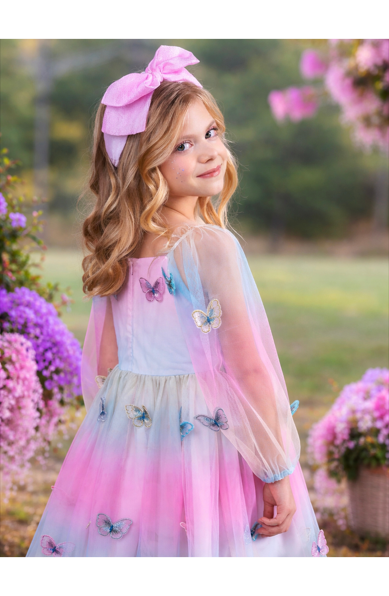 Mia Belle Girls Butterfly Ombre Tulle Party Dress, Alternate, color, Pink