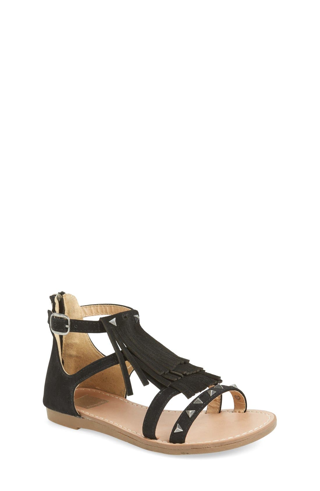 DV by Dolce Vita 'Bazia' Fringe Sandal, Main, color, BLACK