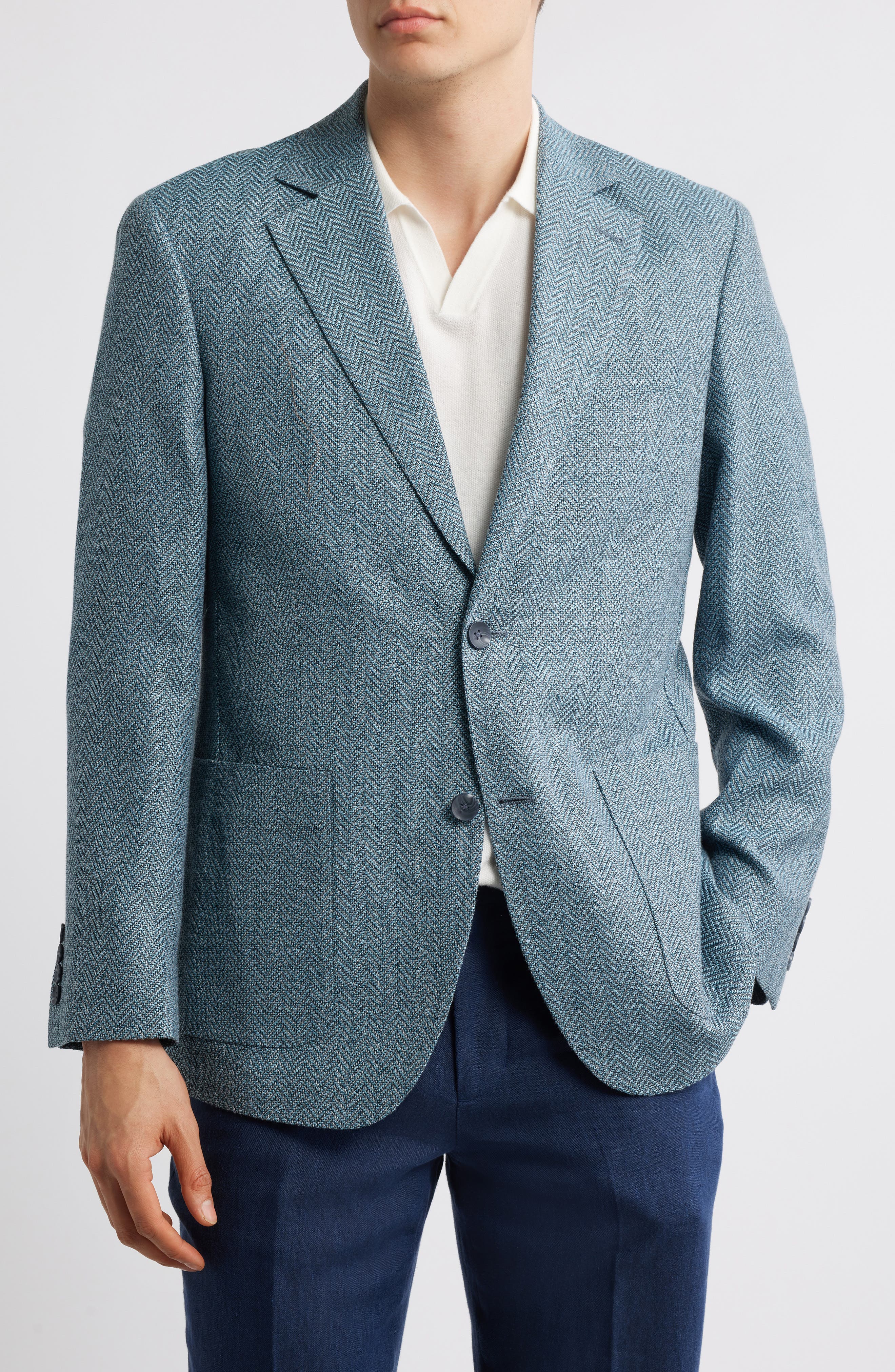 Nordstrom Henrik Trim Fit Italian Wool & Linen Blend Jacket
