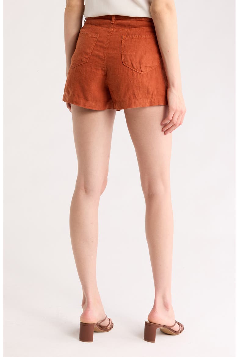 Gina High Waist Linen Shorts, Alternate, color, SIENNA
