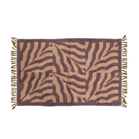 Tufted Print Rug with Fringe