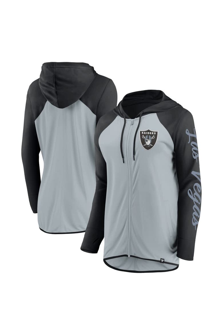 Women's Fanatics Silver/Black Las Vegas Raiders Script Full-Zip Hoodie, Alternate, color, Silver