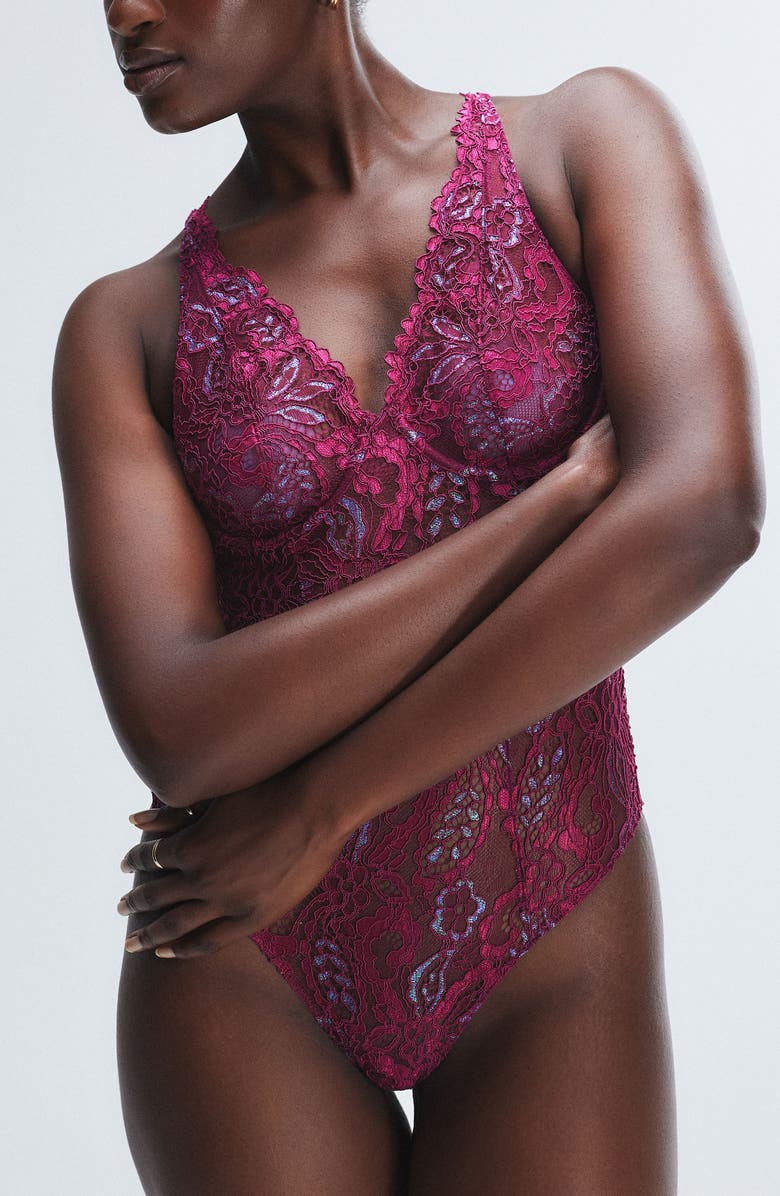 SAVAGE X FENTY Romantic Corded Lace Underwire Teddy, Alternate, color, 