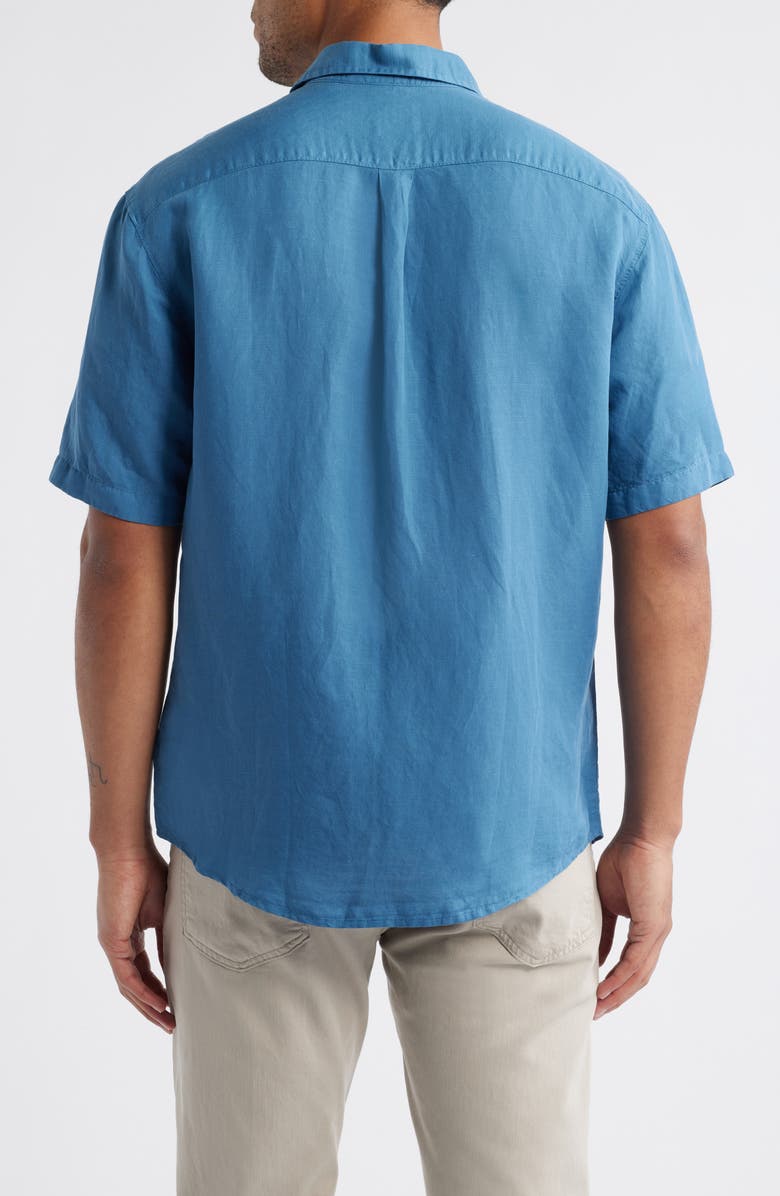 johnnie-O Gianna Hangin' Out Short Sleeve Linen & Lyocell Button-Up Shirt, Alternate, color, Navy