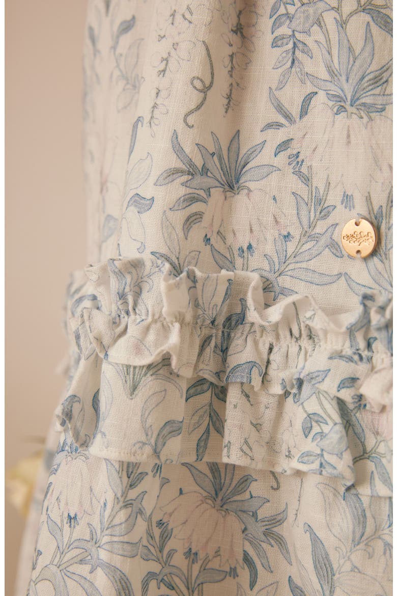 Floral Sleeveless Scallop Collar Cotton Dress, Alternate, color, WHITE/ BLUE