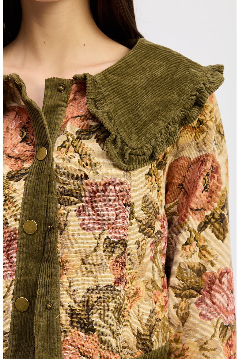 Nathalia Floral Print Jacket, Alternate, color, OLIVE CORAL