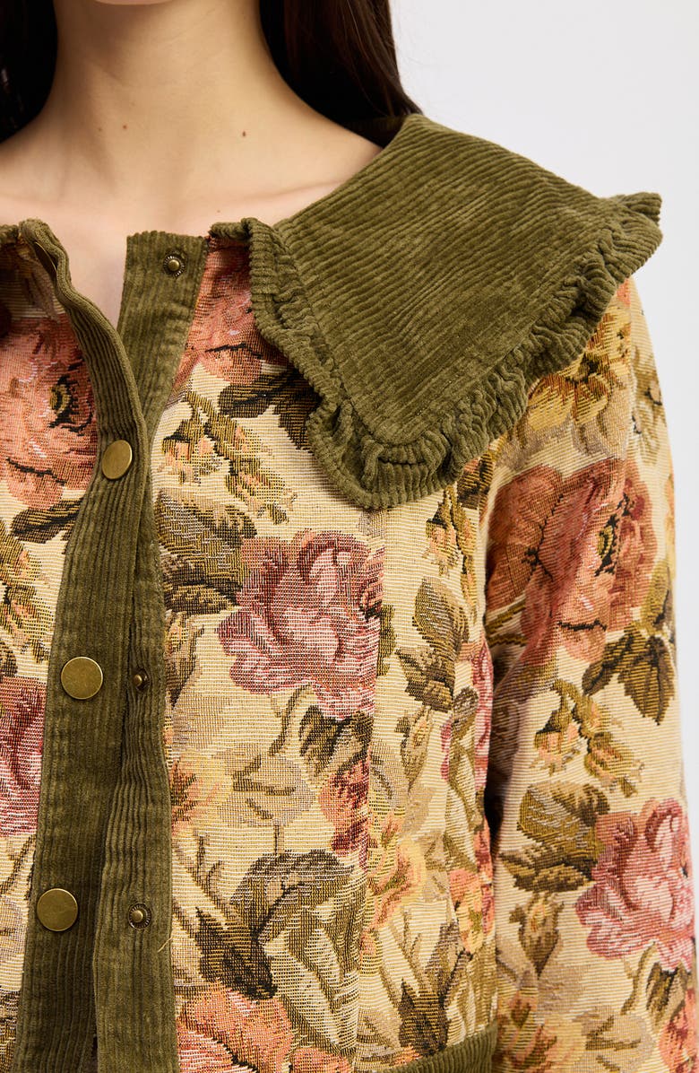 JACQUIE THE LABEL Nathalia Floral Print Jacket, Alternate, color, Olive Coral