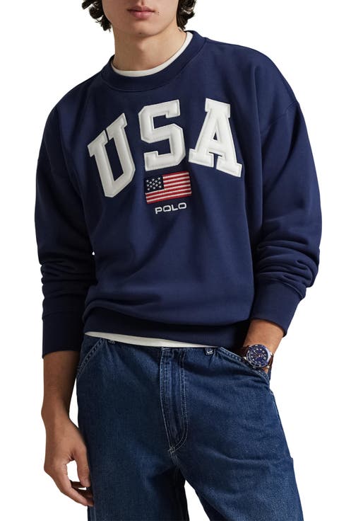 Vintage Fit Flag Fleece Crewneck Sweatshirt