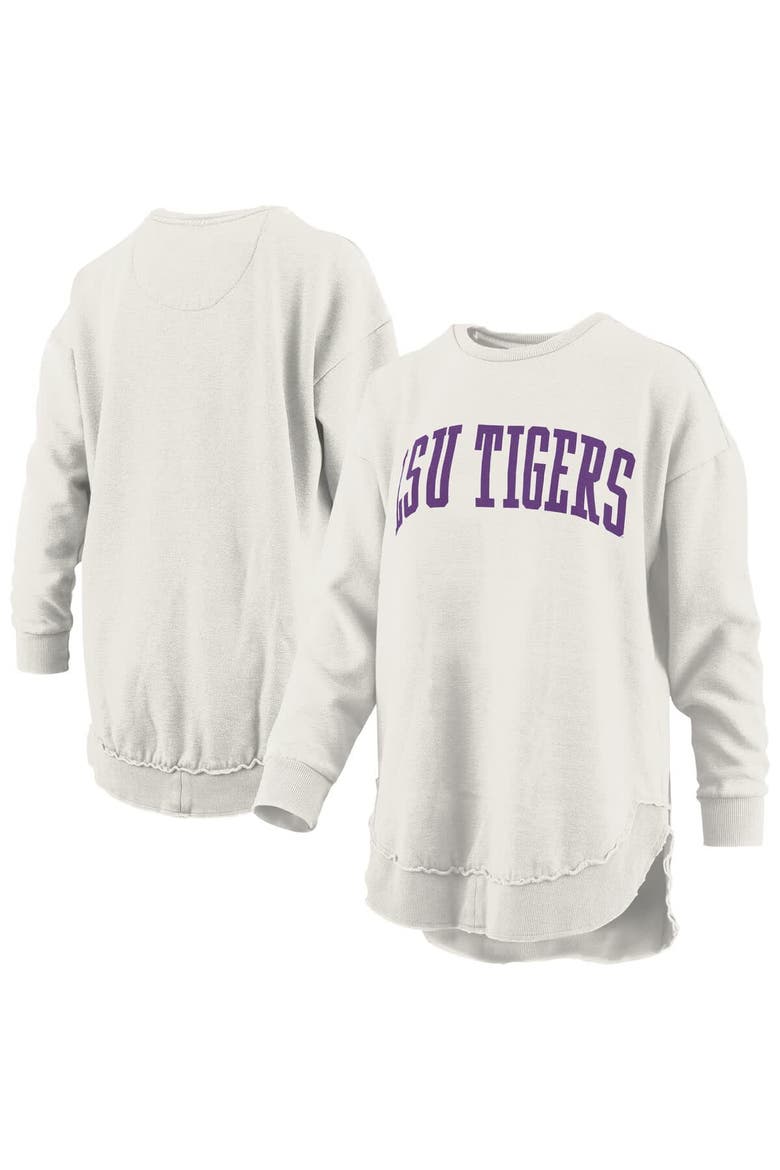 Women's Pressbox  Oatmeal LSU Tigers Melange Poncho Vintage Fleece Long Sleeve Pullover Sweatshirt, Main, color, Oatmeal