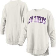 PRESSBOX Women's Pressbox  Oatmeal LSU Tigers Melange Poncho Vintage Fleece Long Sleeve Pullover Sweatshirt