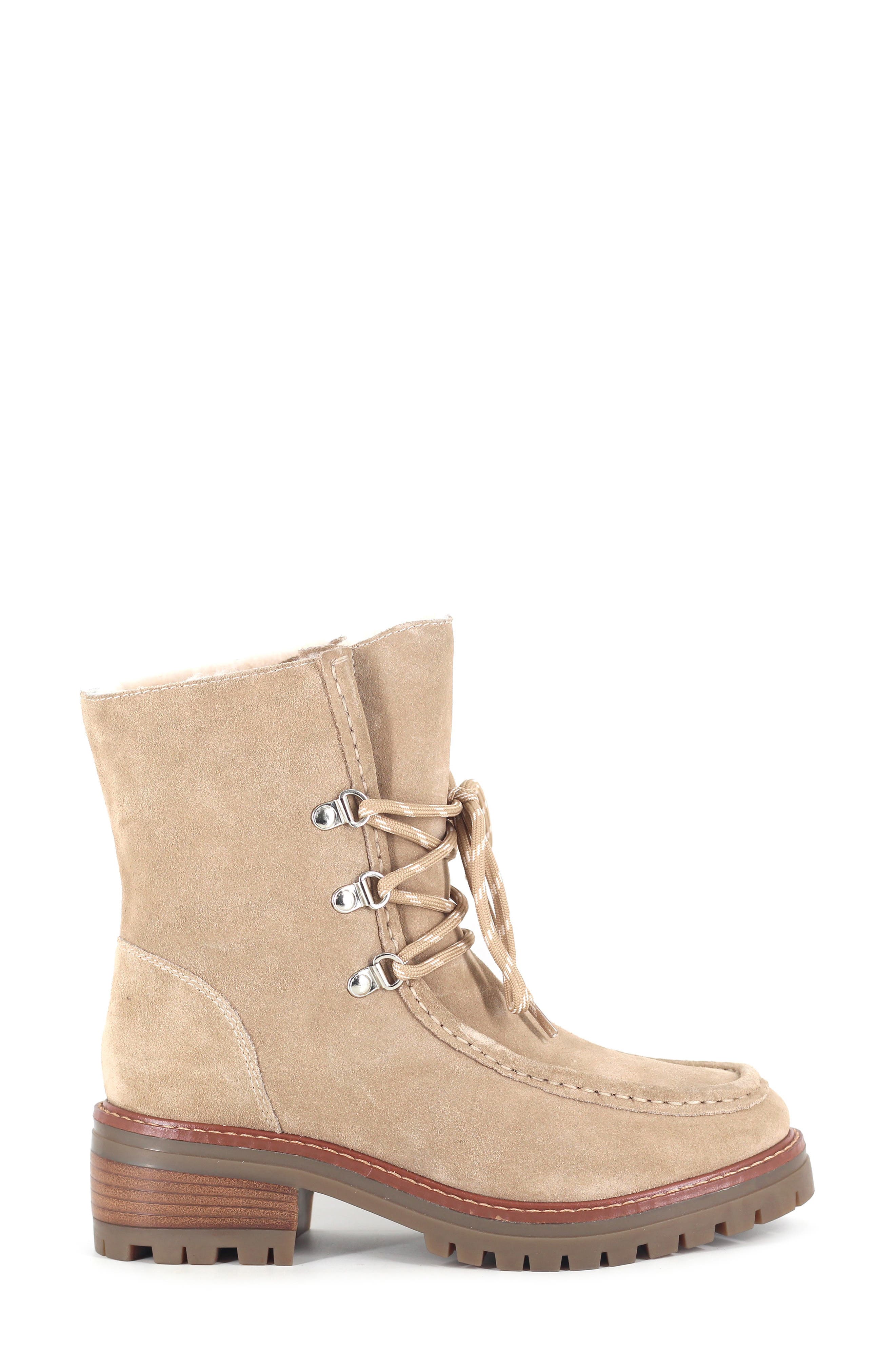 Bliss Genuine Shearling Lined Boot, Alternate, color, WARM SAND SUEDE