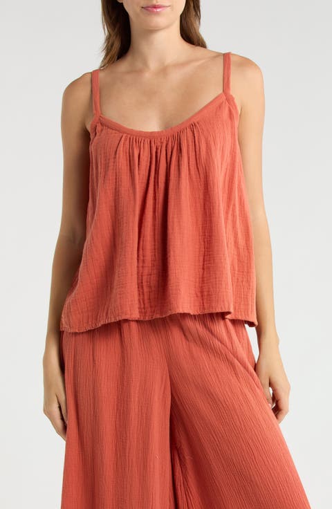 Tie Strap Cotton Gauze Cover-Up Top