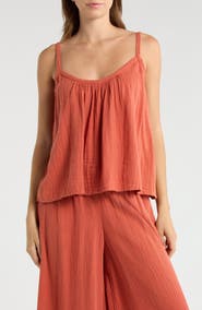Elan Tie Strap Cotton Gauze Cover-Up Top
