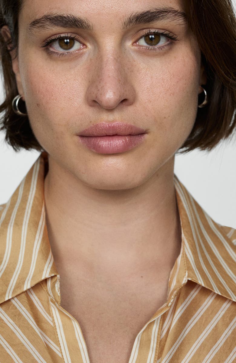 MANGO Flowy Directional Stripe Button-Up Shirt, Alternate, color, 