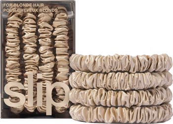 Pure Silk 4-Pack Skinny Scrunchies: Back to Basics Collection