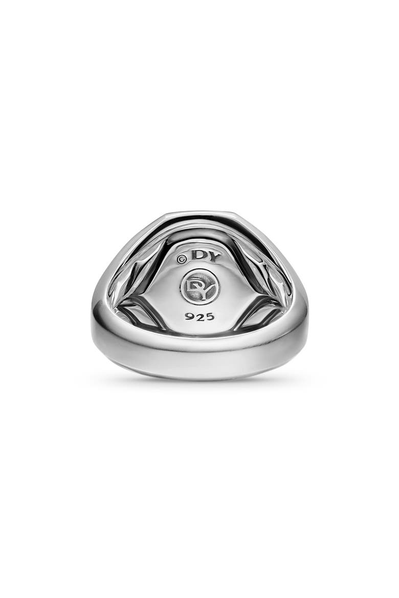 Streamline Signet Ring in Sterling Silver with Black Diamonds, 18mm, Alternate, color, SILVER